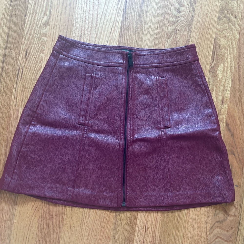 Bershka Deep Red Leather Skirt
